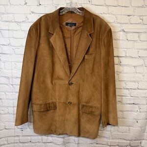 City Jones New York Genuine Suede Leather Blazer Jacket Men’s 44R Tan